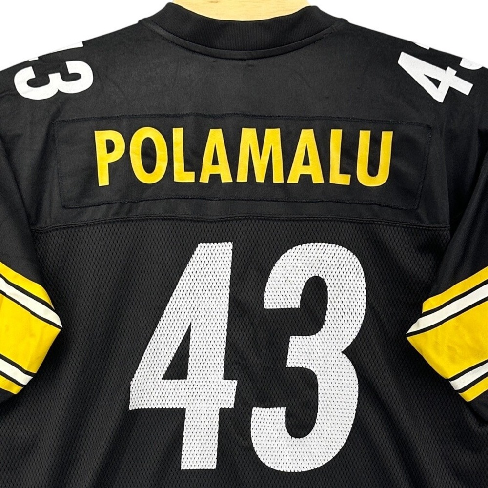 Y2K Reebok Troy Polamalu Pittsburgh Steelers Jersey XL Black NFL 43 Onfield